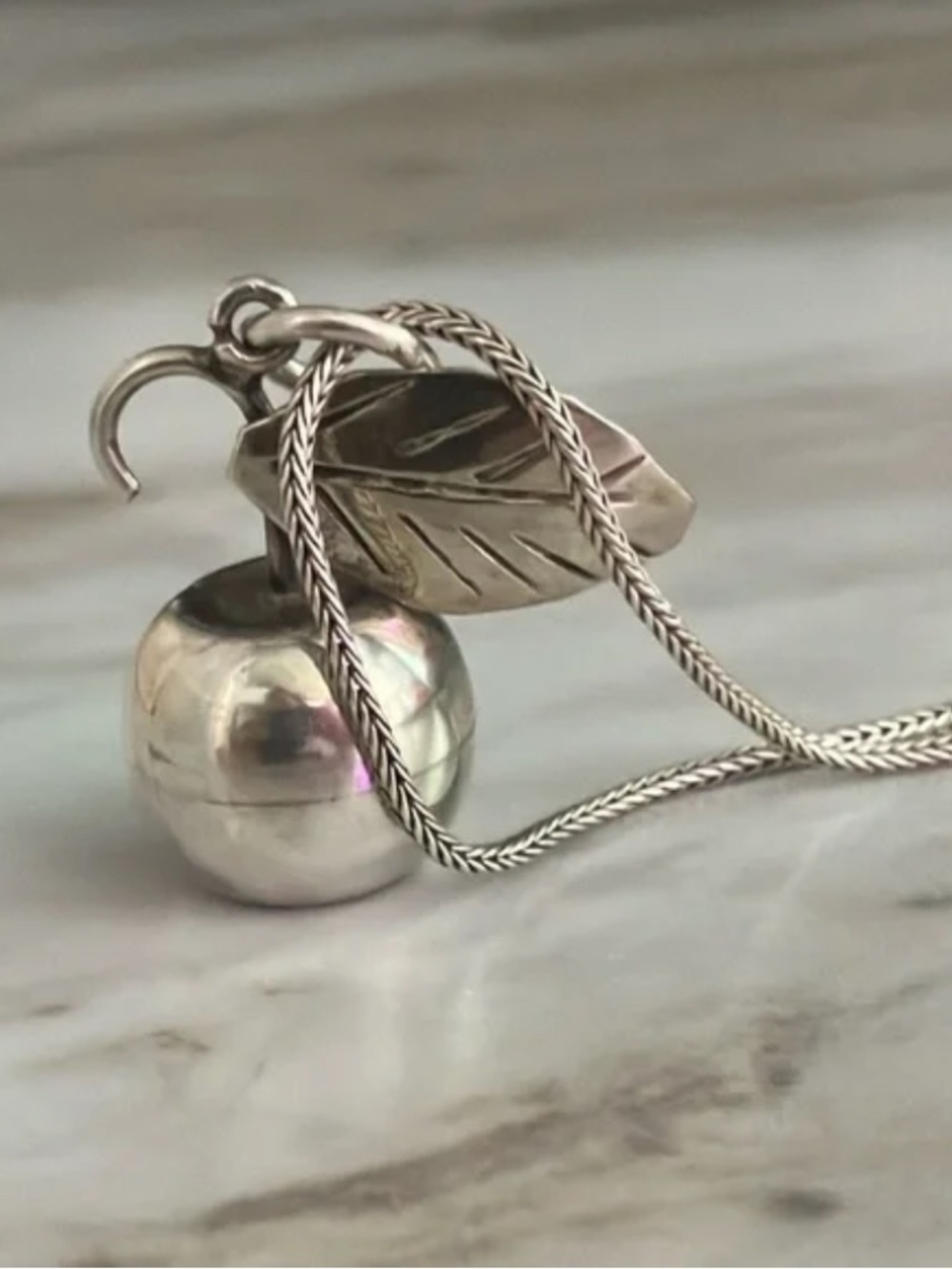 Taxco Sterling Silver Apple Necklace